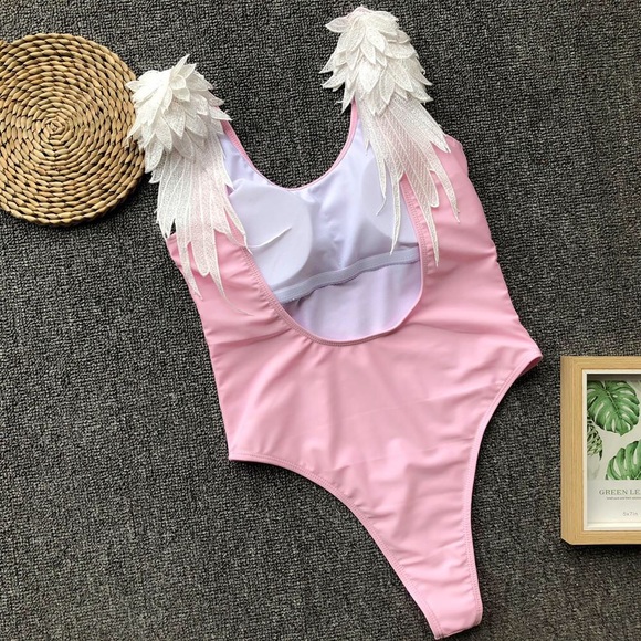 LYB PINK ONE PIECE ANGEL WING SWIMSUIT - Picture 2 of 4